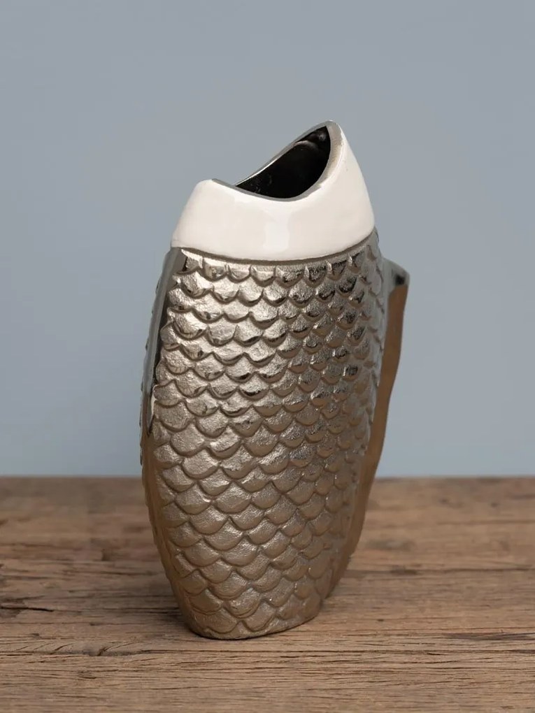 Vaza decorativa, din aluminiu, Fish