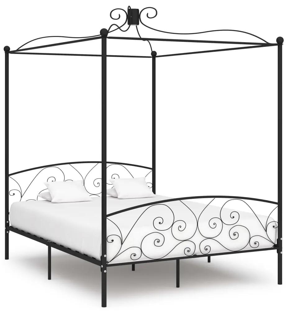 284478 vidaXL Cadru de pat cu baldachin, negru, 160 x 200 cm, metal