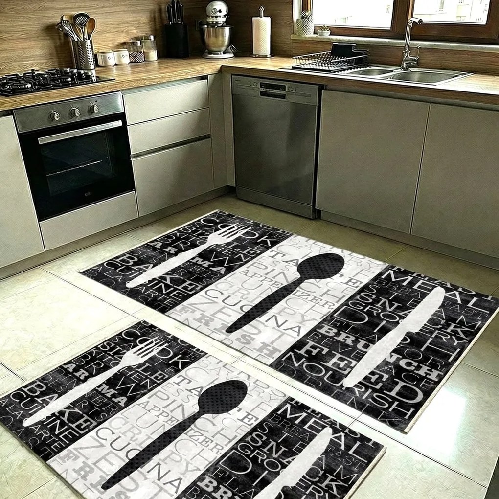 Set 2 Covoare bucatarie antiderapante 60x80 cm + 60x120 cm, CBU308