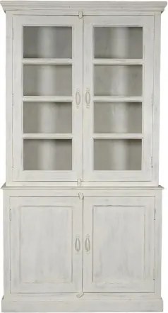 Vitrina din lemn de mango, finisaj alb antichizat, " Library "