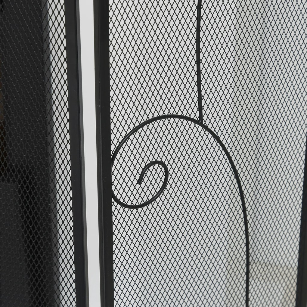 HOMCOM Scut de protecție pentru șeminee, 3 panouri, pliabil, flexibil, metal, negru, 132,5 x 76,5cm | Aosom Romania