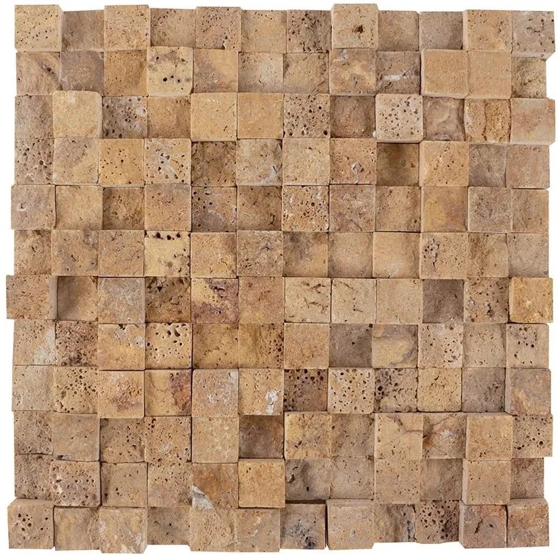 Mozaic Travertin Yellow 3D Scapitat 2.5 x 2.5cm
