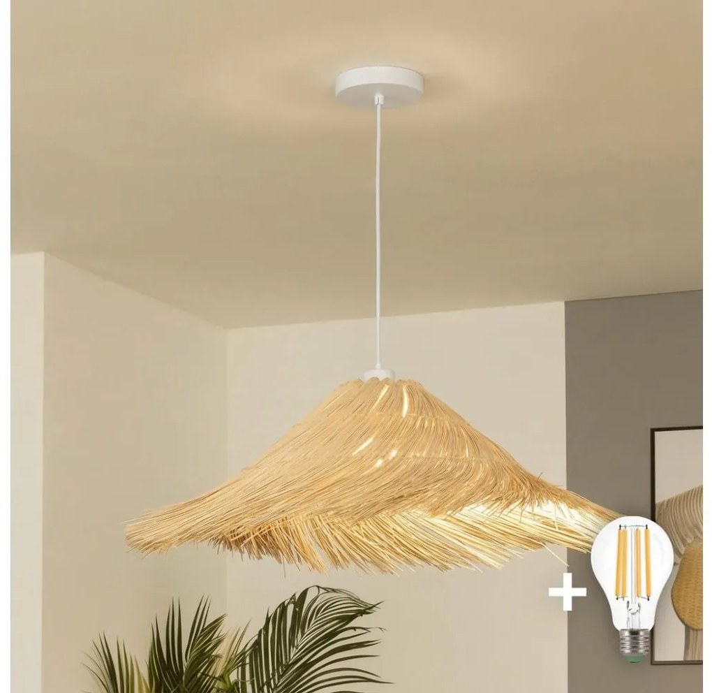 Brilagi - Lustră LED suspendată pe cablu CERIA BOHO 1xE27/40W/230V diam. 100 cm ratan