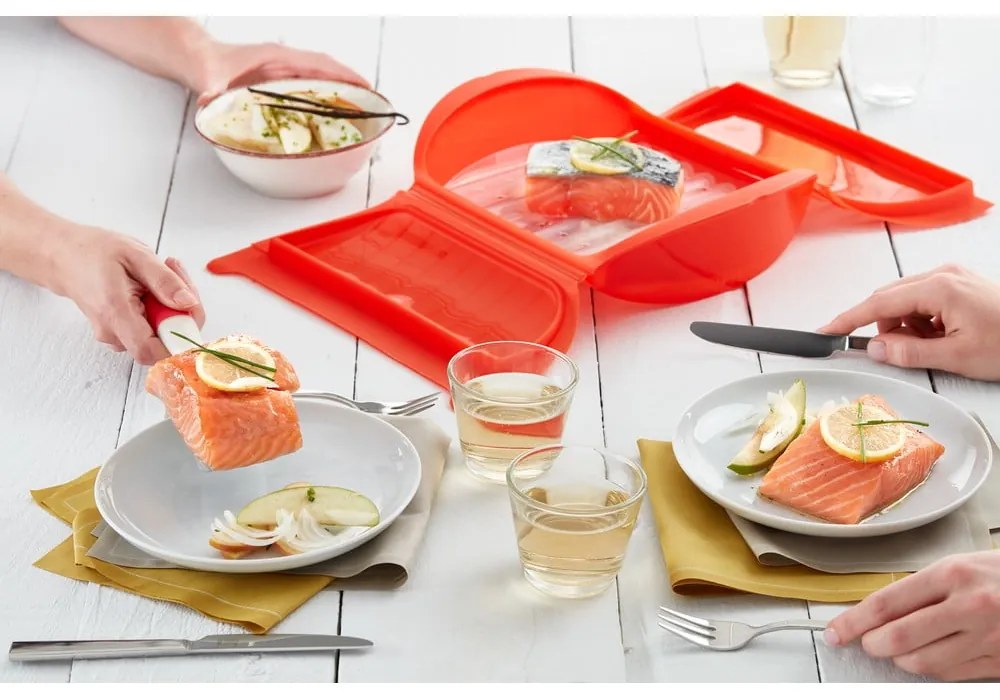 Recipient din silicon pentru gătire la aburi – Lékué