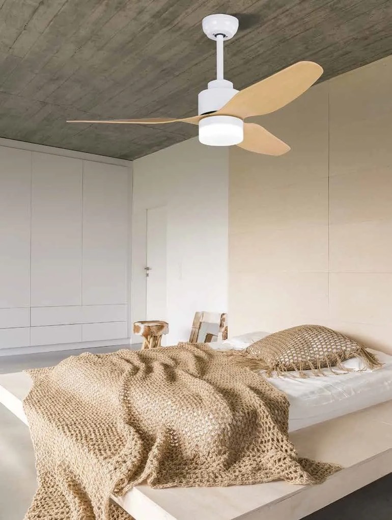 Lustra LED cu Ventilator si telecomanda Costas alb/artar