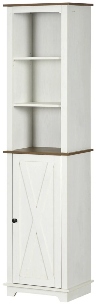 kleankin Dulap Înalt pentru Baie Coloană pentru Baie cu 3 Compartimente Ușă și Raft Reglabil 39,5x30x160 cm Alb | Aosom Romania