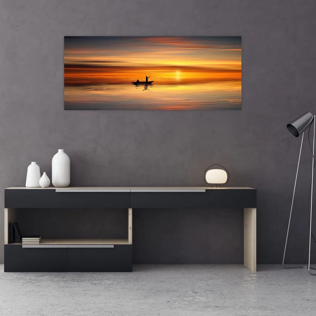 Tablou - cu barca (120x50 cm)