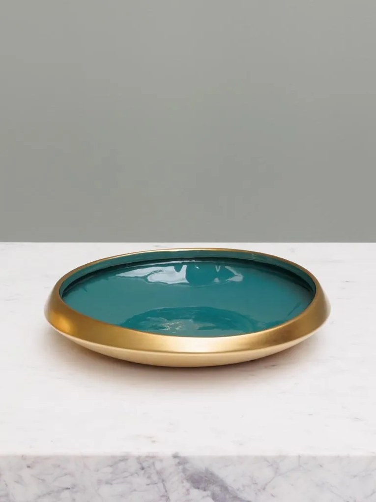 Bol verde, din ceramica, 34.5 cm, Corfou