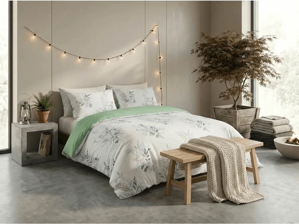 Lenjerie de pat din microfibra VERDELLE alb-verde Dimensiune lenjerie de pat: 70 x 90 cm | 140 x 220 cm