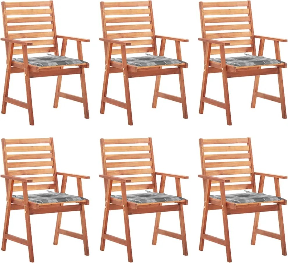 vidaXL Scaune de exterior cu perne, 6 buc., lemn masiv de acacia