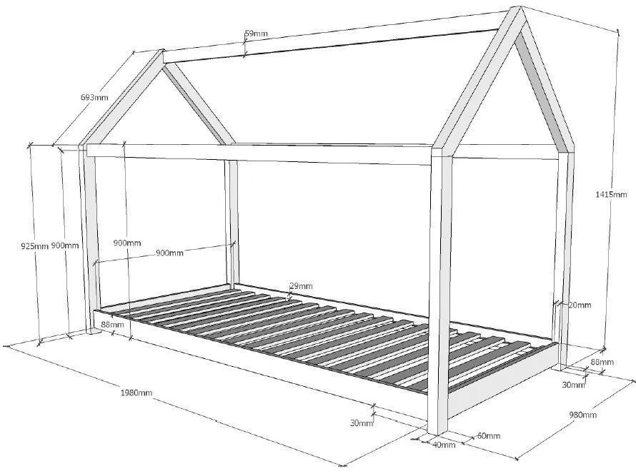 Set CABANE de culoare albă format dintr-un Pat copii Vipack (90 x 200 cm) și o SALTEA PAT COPII Basic Cool (90 x 200 x 10 cm).