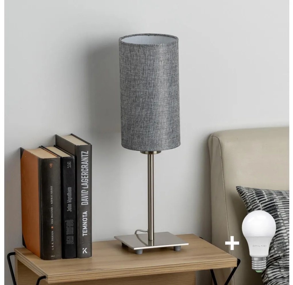 Lampă LED de masă Eglo TUNJA 1xE27/60W/230V 26,5 cm crom mat/gri