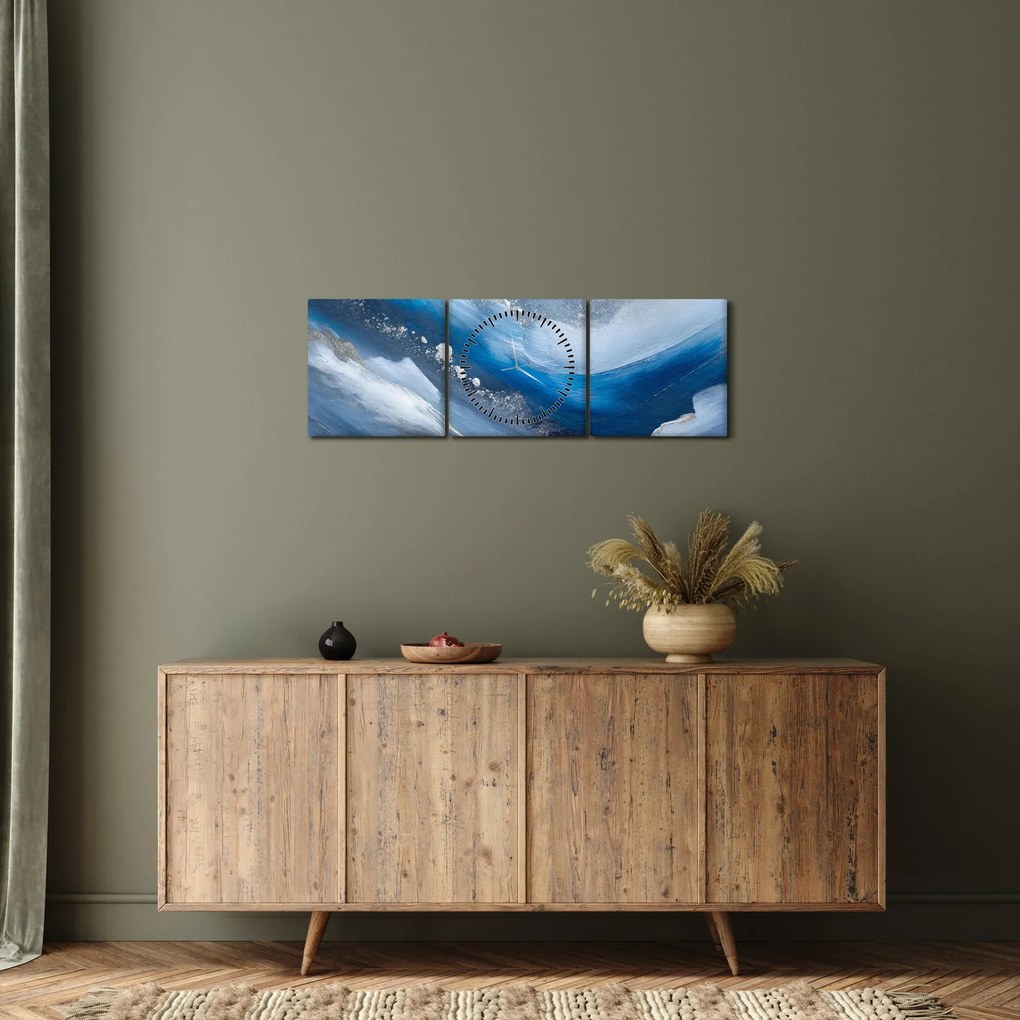 Tablou - Abstractizarea oceanului (cu ceas) (90x30 cm)