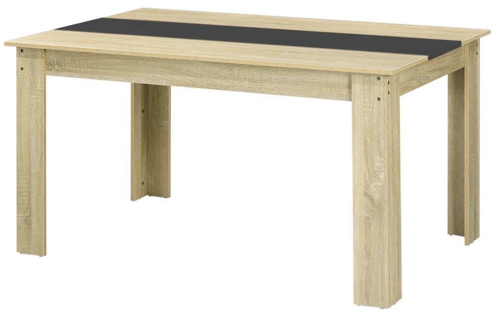 HOMCOM Masă de dining pentru 6 persoane din lemn aspect natur și negru, dim. 140L x 90l x 75H cm | Aosom Romania