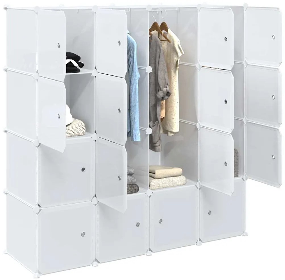 vidaXL Organizator cuburi depozitare cu 16 cuburi și tije de agățat PP