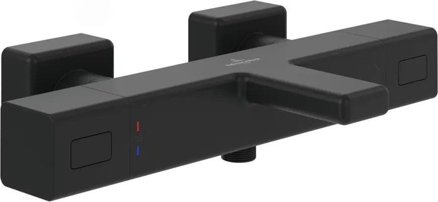 Baterie cada-dus termostatata Villeroy&Boch Angular negru mat