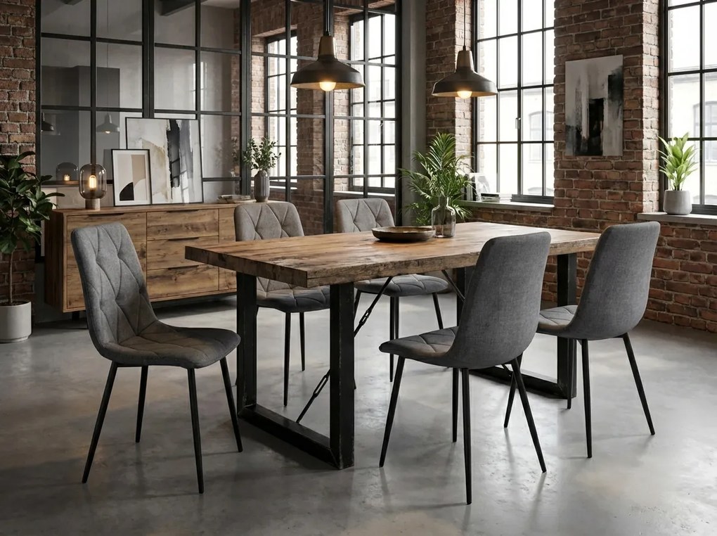 Scaun gri inchis LIBRA STONE GREY cu picioare negre