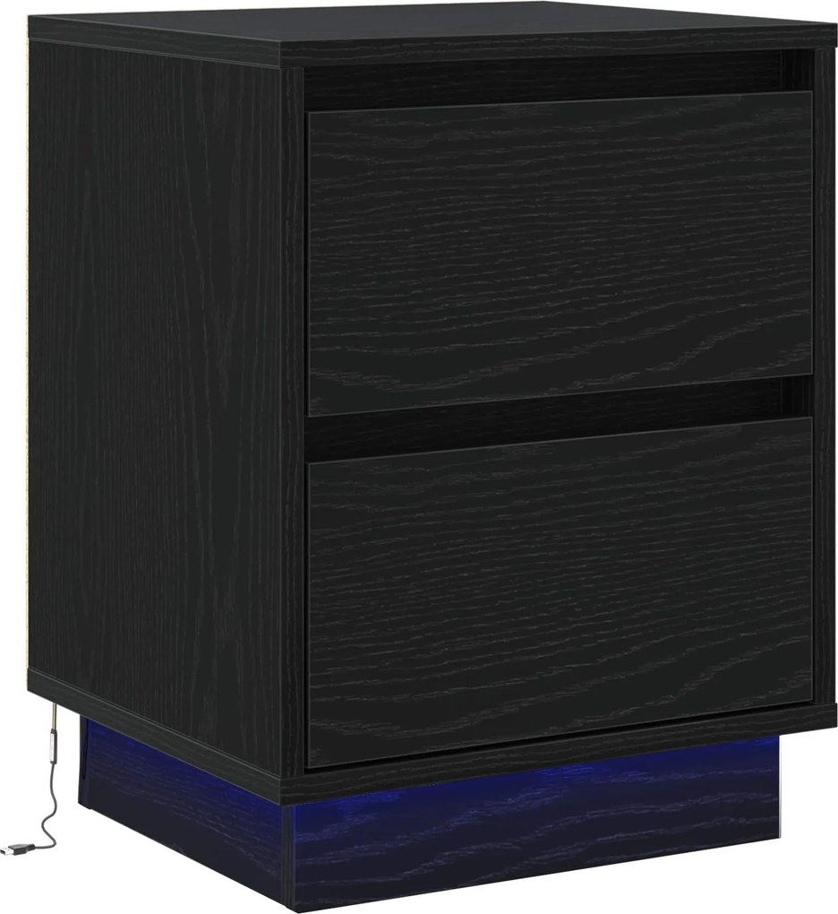 vidaXL Dulap de noapte Stejar Negru 39 x 34,5 x 50 cm Lemn compozit