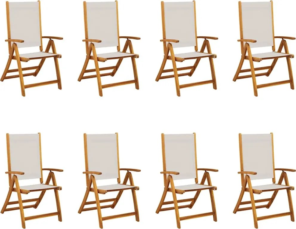 vidaXL Scaune de grădină pliabile 8 buc. lemn masiv acacia & textilenă