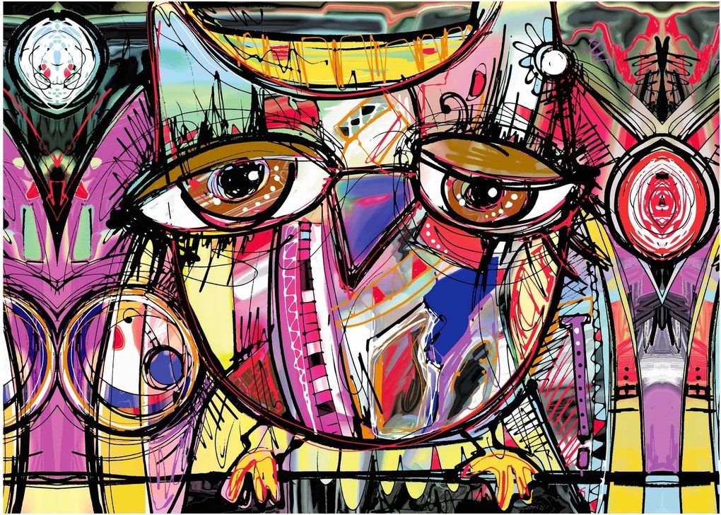Tablou pe sticlă - Artă stradală - bufniță (70x50 cm)