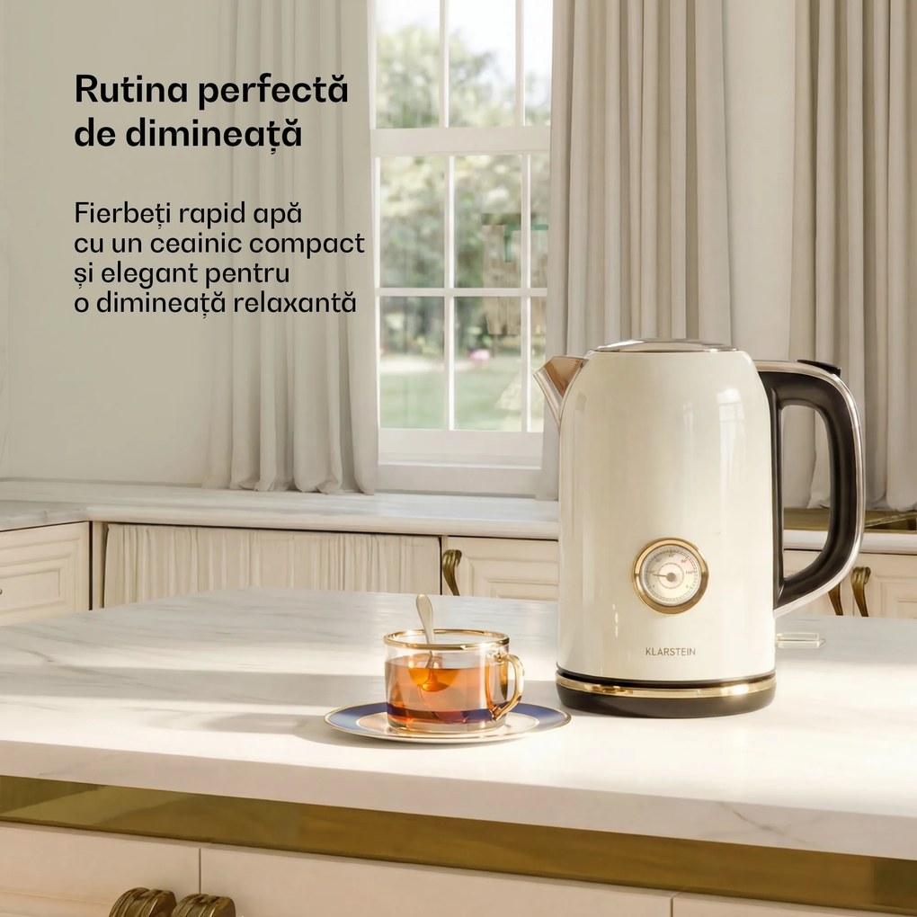 Klarstein Victoria fierbător de apă | 1,7 litri | 2200 W | bază rotativă 360° | design clasic