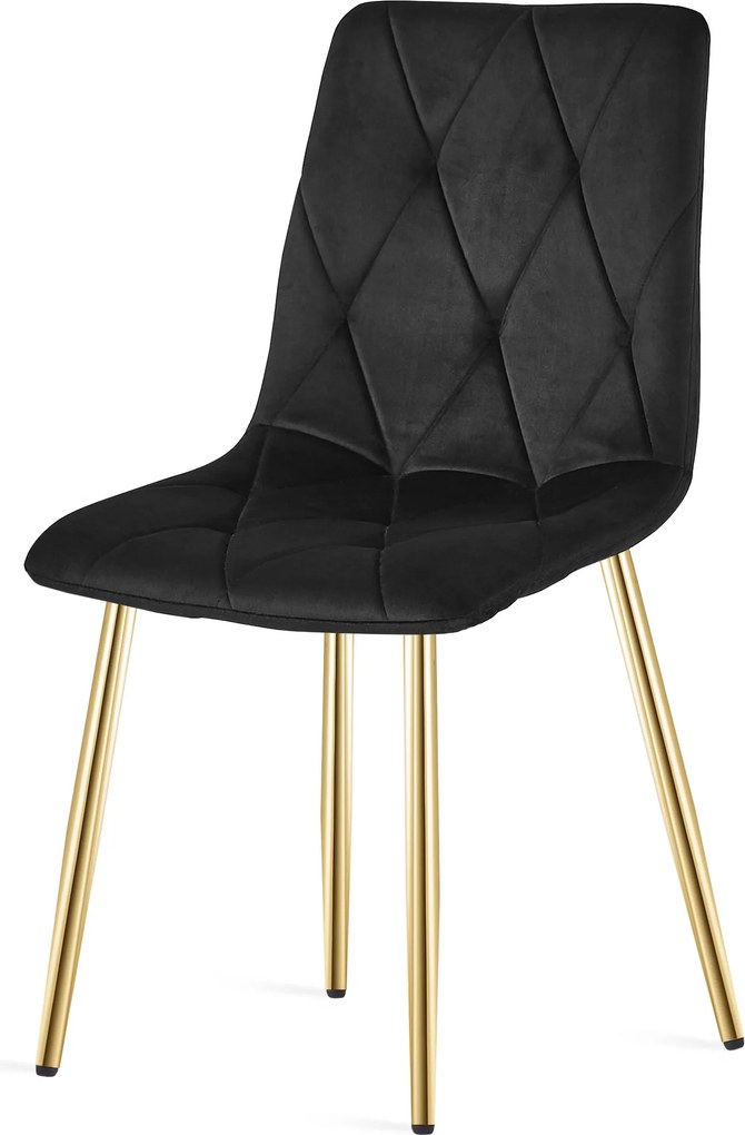 Negru scaun bucatarie LIBRA din catifea cu picioare aurii