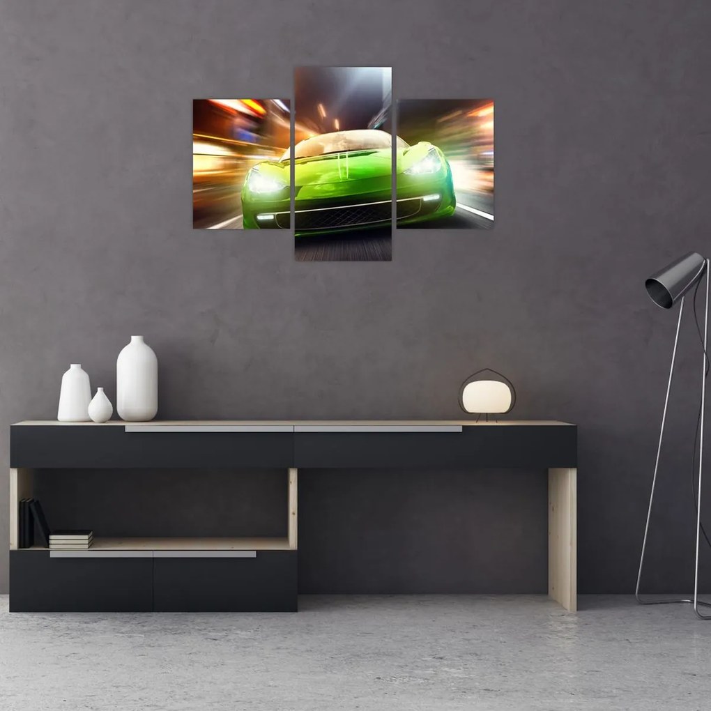 Tablou - Mașină de curse verde (90x60 cm)