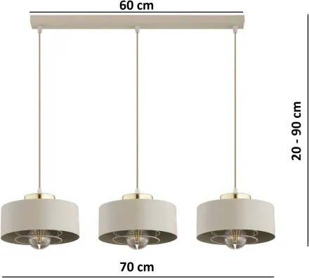 Brilagi - Lustră pe cablu SPRING 3xE27/60W/230V bej/auriu