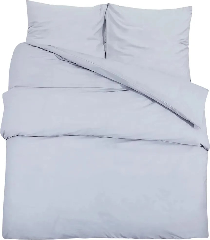 vidaXL Set cu husă de pilotă, gri, 155x220 cm, microfibră