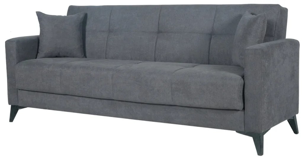 Canapea extensibila Fabio, 3 locuri, 215x82x92 cm, lada depozitare, Gri deschis