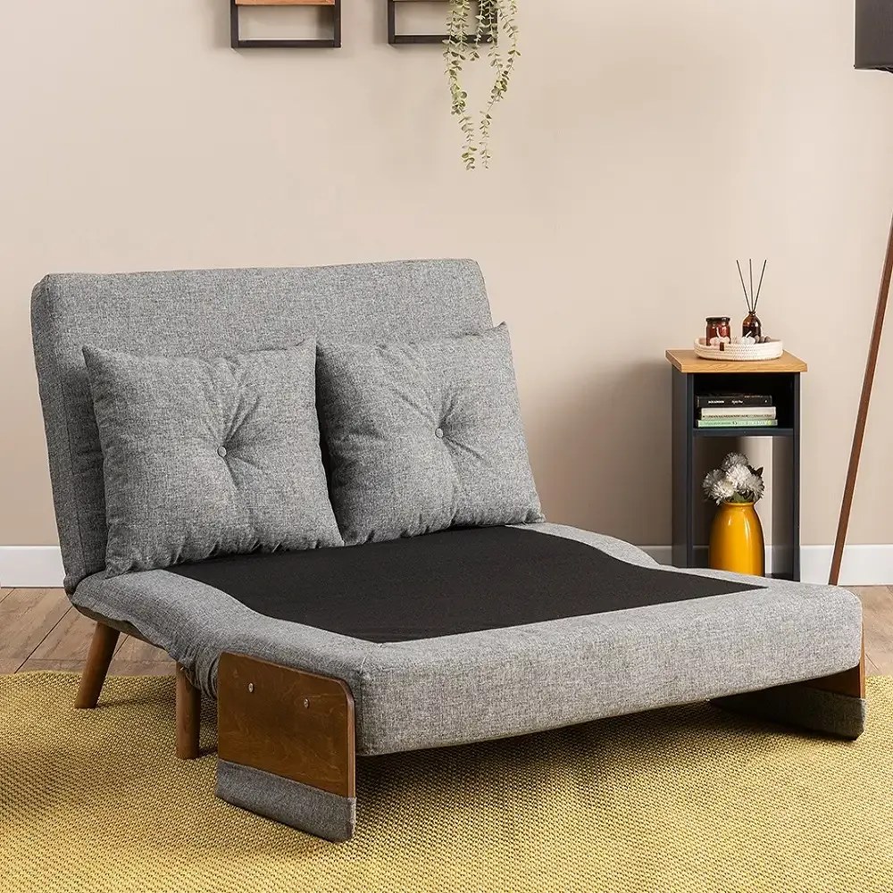 Canapea extensibilă 2 locuri modernă 190x120 cm – stofă gri – Esme