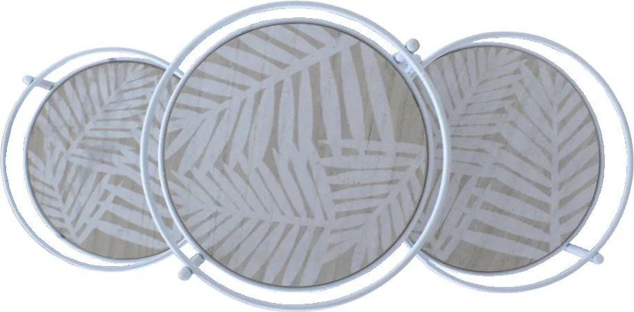 Suport metalic alb pentru 3 ghivece, 66x22x49 cm