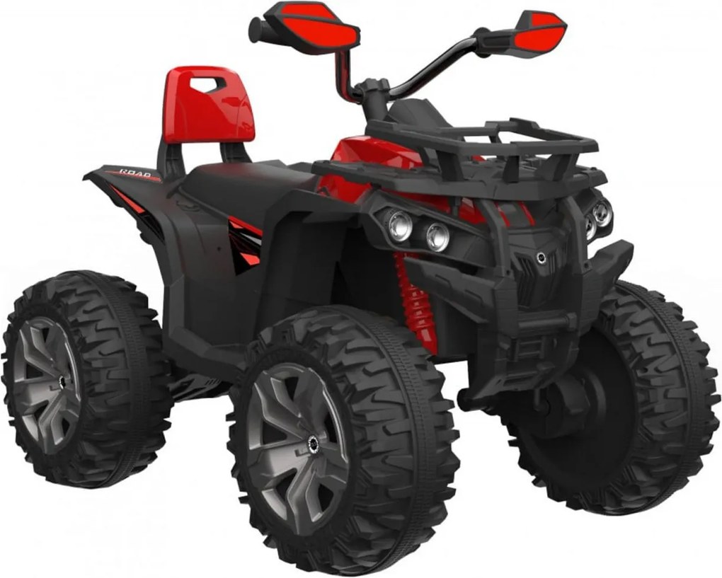 ATV Electric cu acumulator pentru copii NOVOKIDS™ Majestic Quad PRO, Cu melodii si lumini, Lungime 103 cm, Max 30 kg, 12V, 2 motoare, Negru cu Rosu