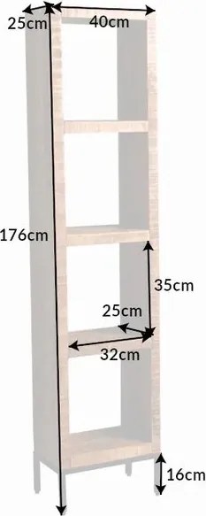 Raft deschis de perete sau separator camera IRON CRAFT 180x40cm Mango A-42375 VC