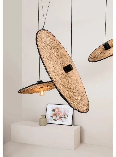 Lustră pe cablu COSTAS 1xE27/15W/230V d. 100 cm neagră/ratan FARO 68590-70