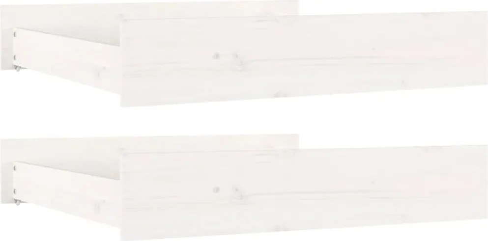 vidaXL Sertare pentru pat, 2 buc., alb, lemn masiv de pin