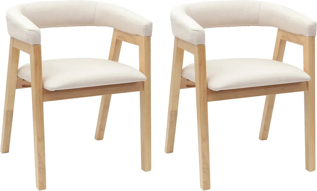vidaXL Scaune de dining 2 pcs natural 54 x 57 x 73 cm