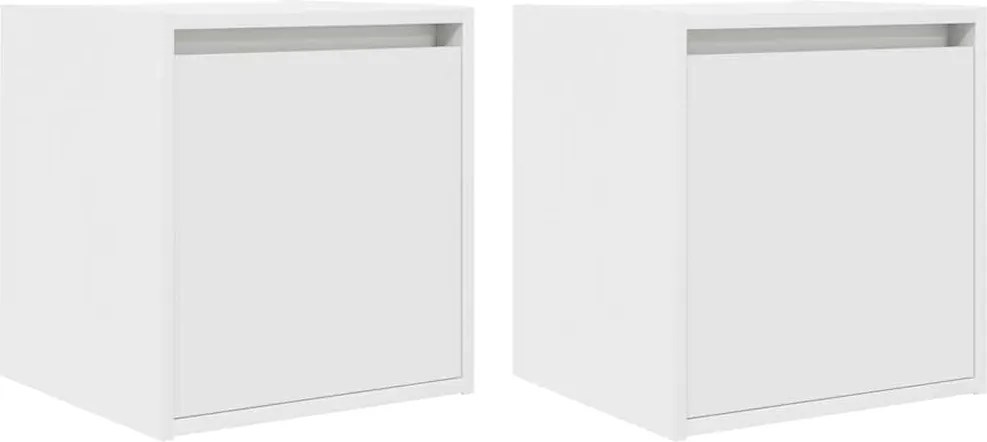 vidaXL Noptiere montate pe perete 2 buc Alb 38x34x40 cm