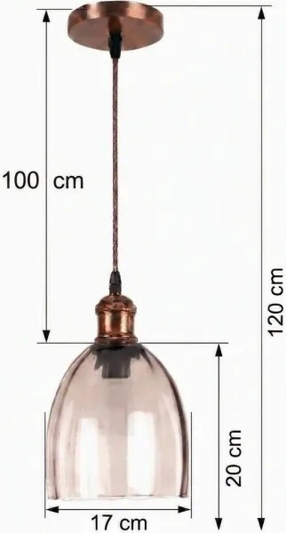 Brilagi - Lustră LED suspendată pe cablu R GLASS 1xE27/60W/230V Ø 17 cm cupru/bej fumuriu