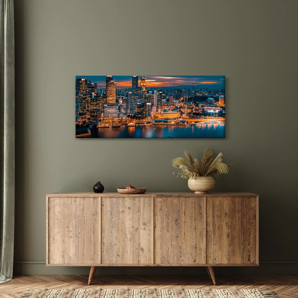 Tablou cu orașul nocturn (120x50 cm)