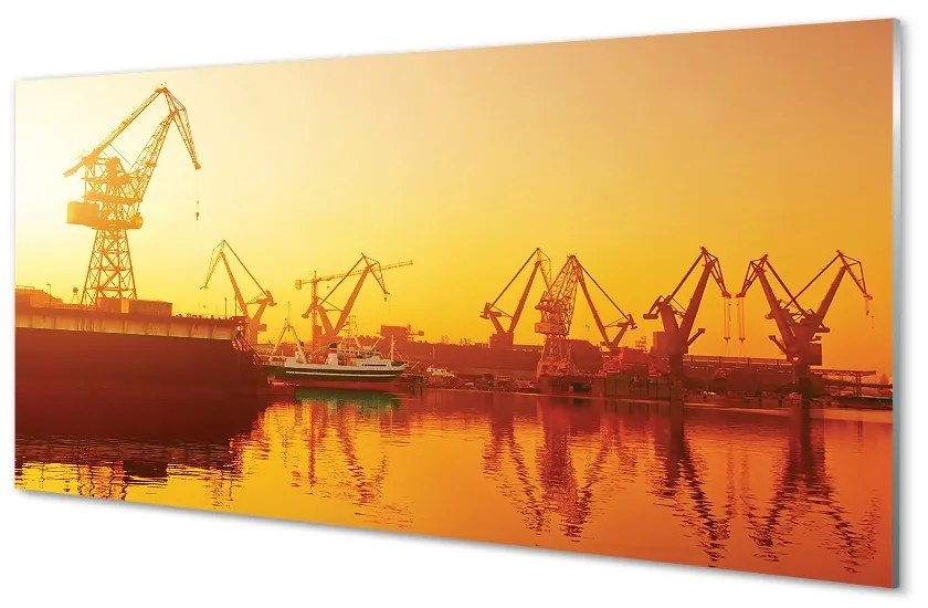 Tablouri pe sticlă Șantierul naval Gdańsk răsărit de soare