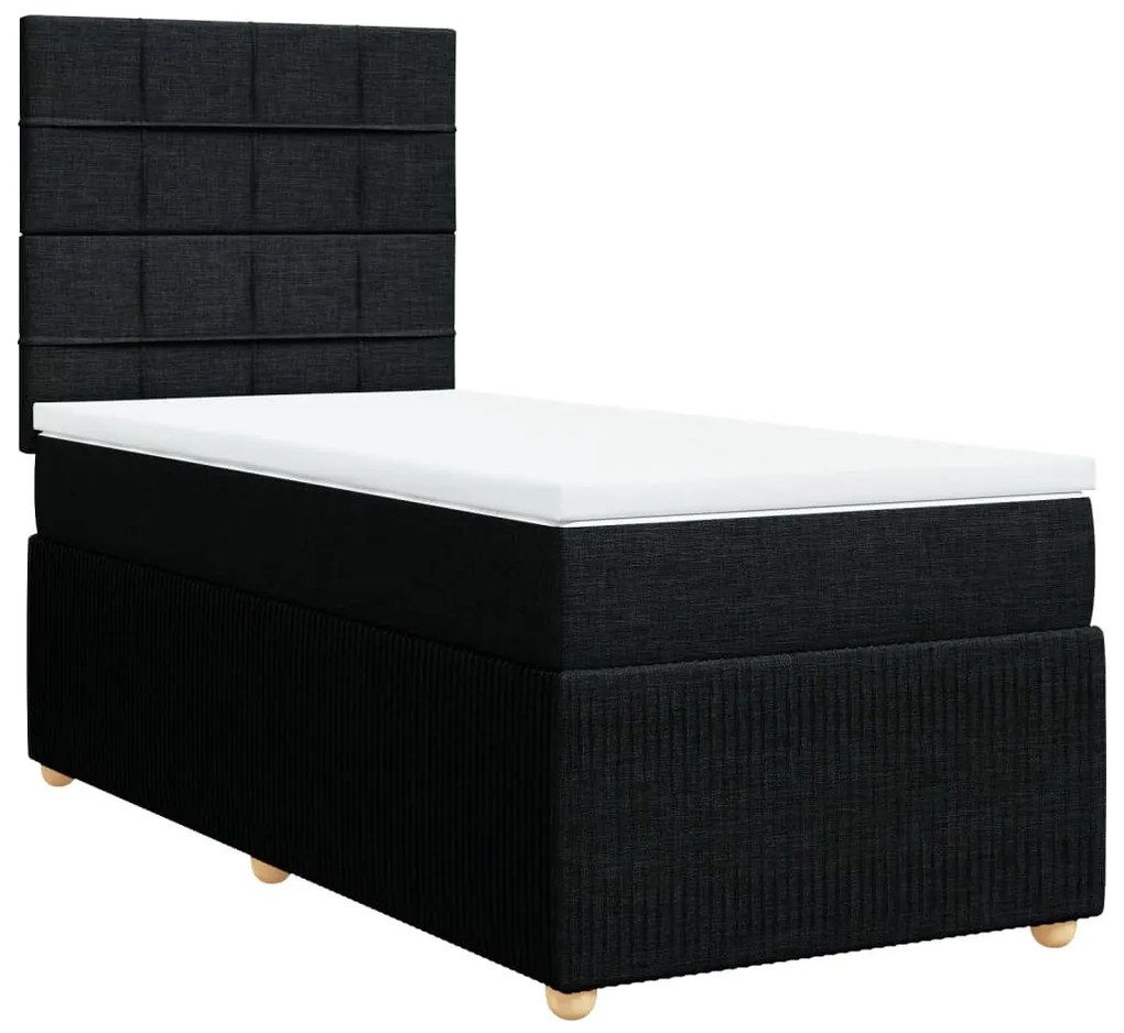 3291913 vidaXL Pat box spring cu saltea, negru, 90x190 cm, textil