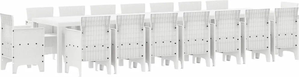 vidaXL Set de masă de grădină cu perne cu pernă 17 pcs Alb PP