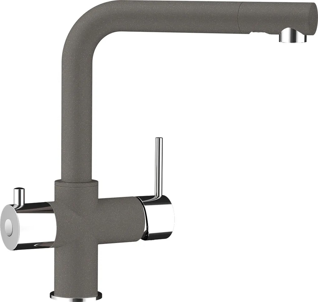 Baterie bucatarie Schock Wellus Cristadur Silverstone, 3 cai, aspect granit, cartus ceramic, gri inchis