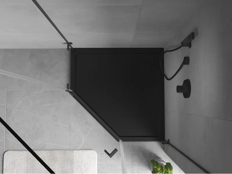 Mexen Flow brodzik pentagonal slim 80 x 80 cm, negru mat - 46P708080