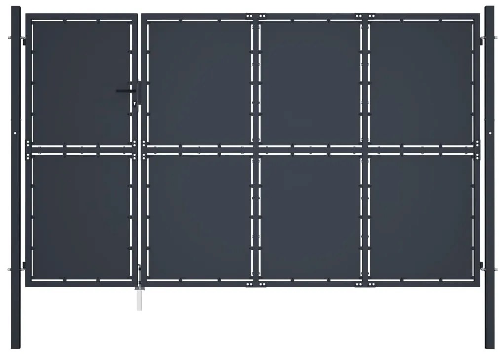 vidaXL Poartă de grădină, antracit, 350 x 175 cm, oțel