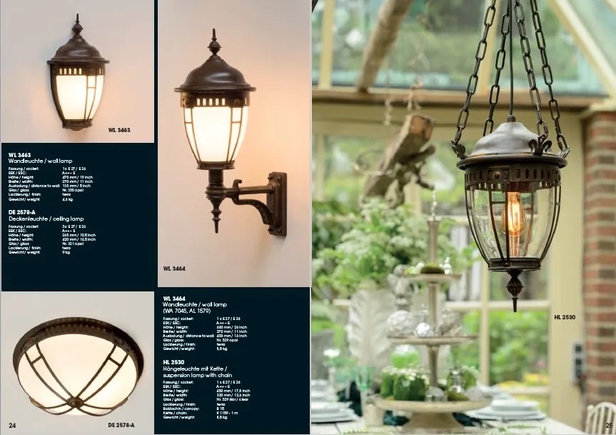 Pendul iluminat exterior din fier forjat, HL 2530