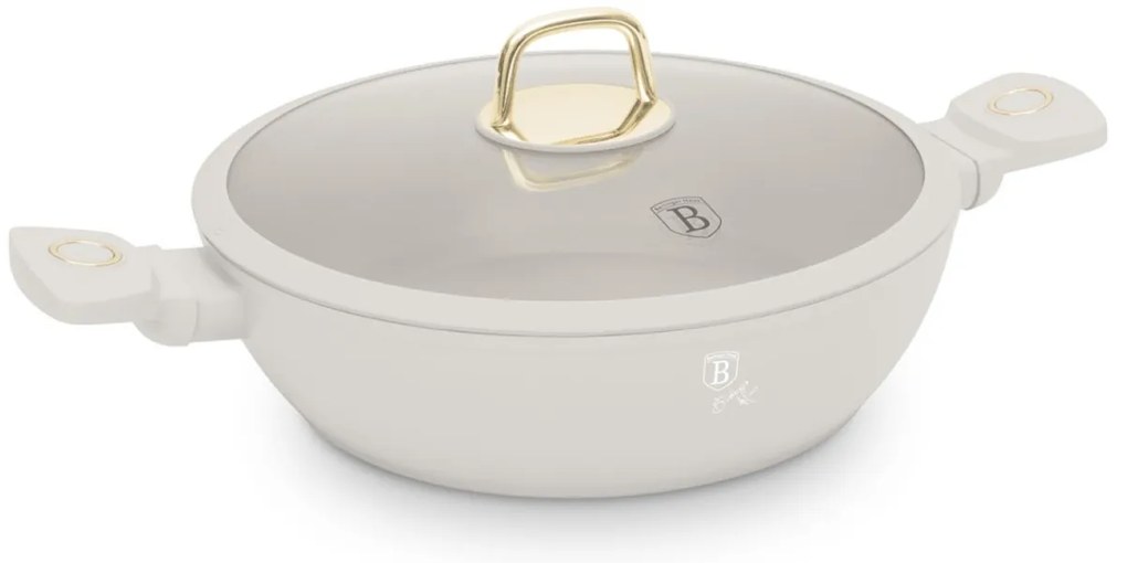 Cratiță cu capac 28 cm, 3.8L – Berlinger Haus Sahara Collection BH 8068, crem, antiaderentă, pentru rețete rapide și sănătoase