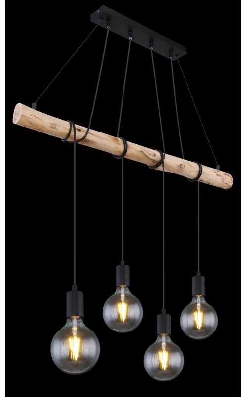 Lustra suspendata lemn cu 4 pendule stil minimalist AUSTON