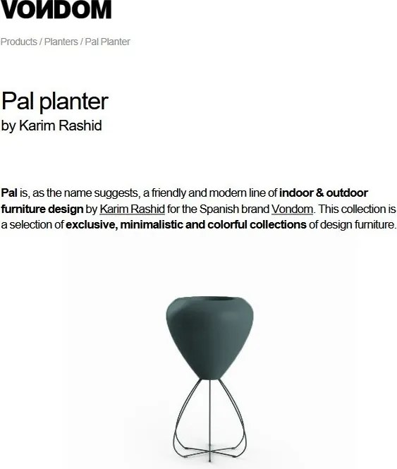 Ghiveci plante, flori design decorativ modern pentru amenajari interioare si exterioare, SPAGHETTI PLANTER 51022R Vondom